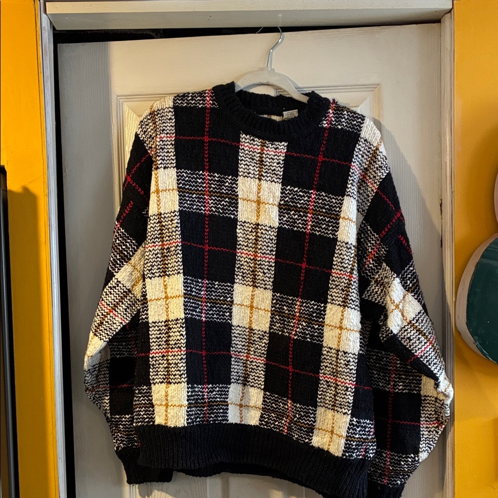 Ralph Lauren Plaid Black and White Sweater